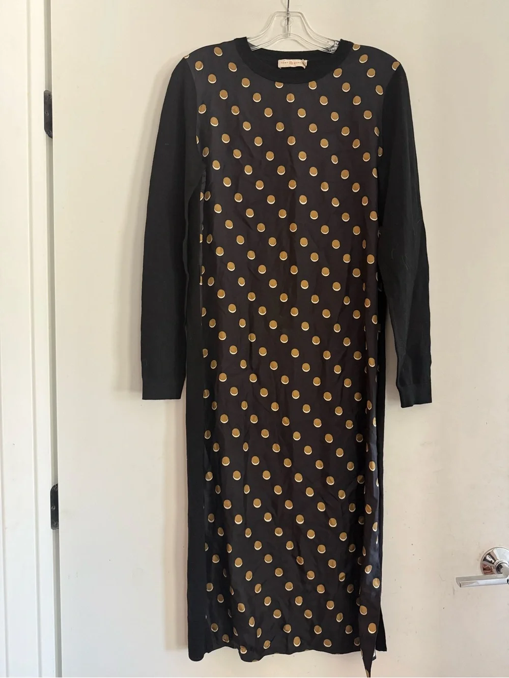 Tory Burch Polka Dot Silk And Wool Midi Dress Size S
